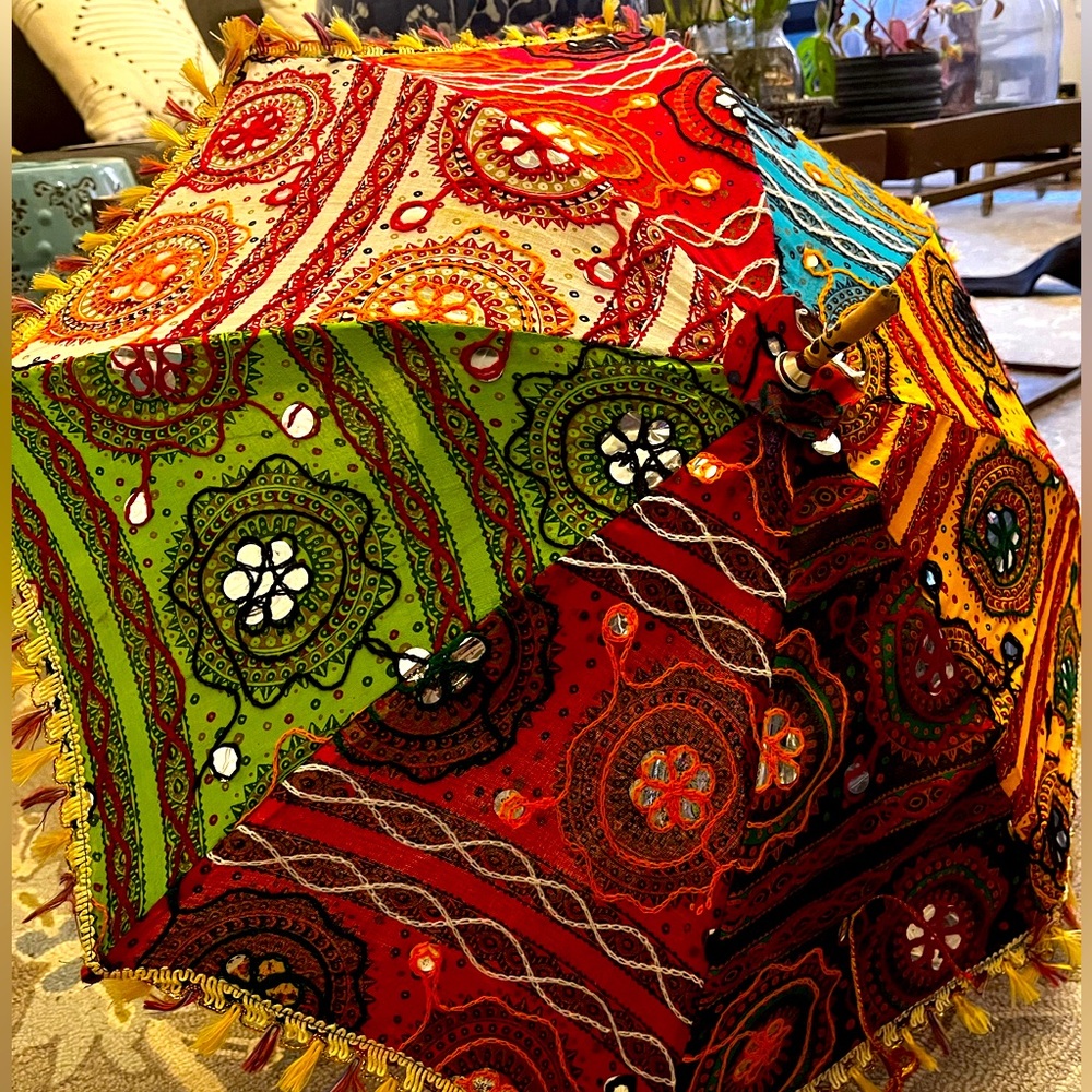 Embroidered Sun Umbrella, can also be used as decor